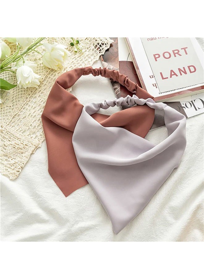 DINPREY رباط شعر مرن للنساء باندانا أربطة رأس للنساء شيفون كوفية بوهو رباطات مع شعر (8 ألوان صلبة أ) - Image 5