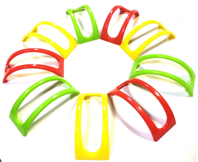 ALAZCO 9pc Colorful Stackable ALAZCO Taco Holder Stand Server  For Soft  Hard Shell Taco  Backyard Party Picnic Fiesta 3 Red 3 Green 3 Yellow BPA Free