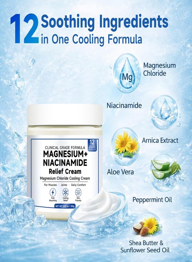 Kaminii Magnesium F Niacinamide Relief Cream - Magnesium Cream for Joints, Leg, Foot, 12 Ingredients for Relief, Fast Acting Cooling Formula, Lightweight, Non-greasy -1PC Magnesium Chloride Cream - Image 2