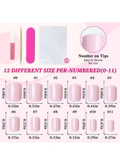 LifexTol 240Pc Square Press On Nails Short Fake Nails Press Ons With Glue&Adhesive Tabs, Baby Pink Acrylic Nails Press On Nails Square Nail Tips Petite Glue On Nails False Nails Artificial Fingernails  - Image 5