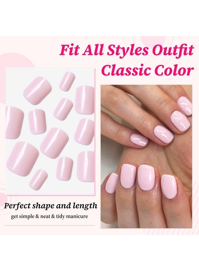 لايفيكس تول 240 قطعة من أظافر الضغط المربعة، أظافر صناعية قصيرة مع غراء وعلامات لاصقة، أظافر أكريليك وردية فاتحة، أظافر الضغط، أطراف أظافر مربعة صغيرة، أظافر صناعية، أظافر صناعية - Image 2