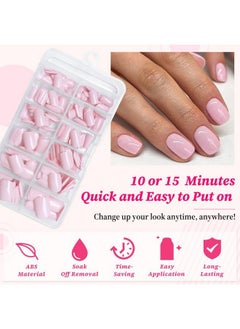 LifexTol 240Pc Square Press On Nails Short Fake Nails Press Ons With Glue&Adhesive Tabs, Baby Pink Acrylic Nails Press On Nails Square Nail Tips Petite Glue On Nails False Nails Artificial Fingernails  - Image 3