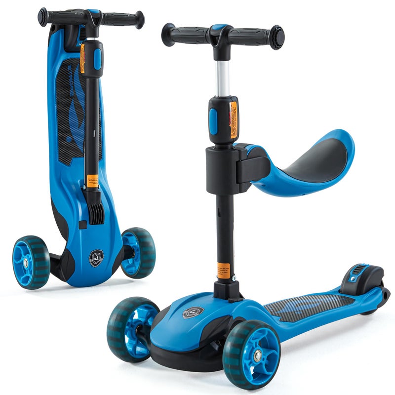 Glam Up GLAMUP Kids Scooter, 2-in-1 Folding Kick Scooters, Adjustable Height, Safety Lock, 3 Wheel Kick Scooter for Boys and Girls Ages 3-14ï¼ˆ1A-Blueï¼‰ - Image 1