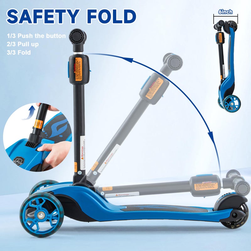 Glam Up GLAMUP Kids Scooter, 2-in-1 Folding Kick Scooters, Adjustable Height, Safety Lock, 3 Wheel Kick Scooter for Boys and Girls Ages 3-14ï¼ˆ1A-Blueï¼‰ - Image 5