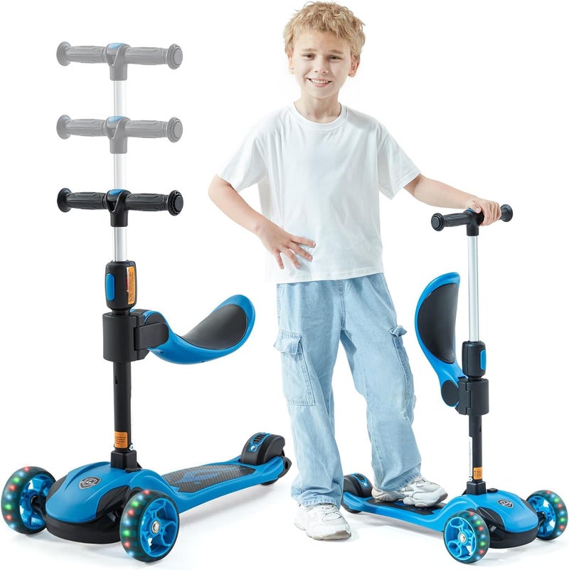 Glam Up GLAMUP Kids Scooter, 2-in-1 Folding Kick Scooters, Adjustable Height, Safety Lock, 3 Wheel Kick Scooter for Boys and Girls Ages 3-14ï¼ˆ1A-Blueï¼‰ - Image 2