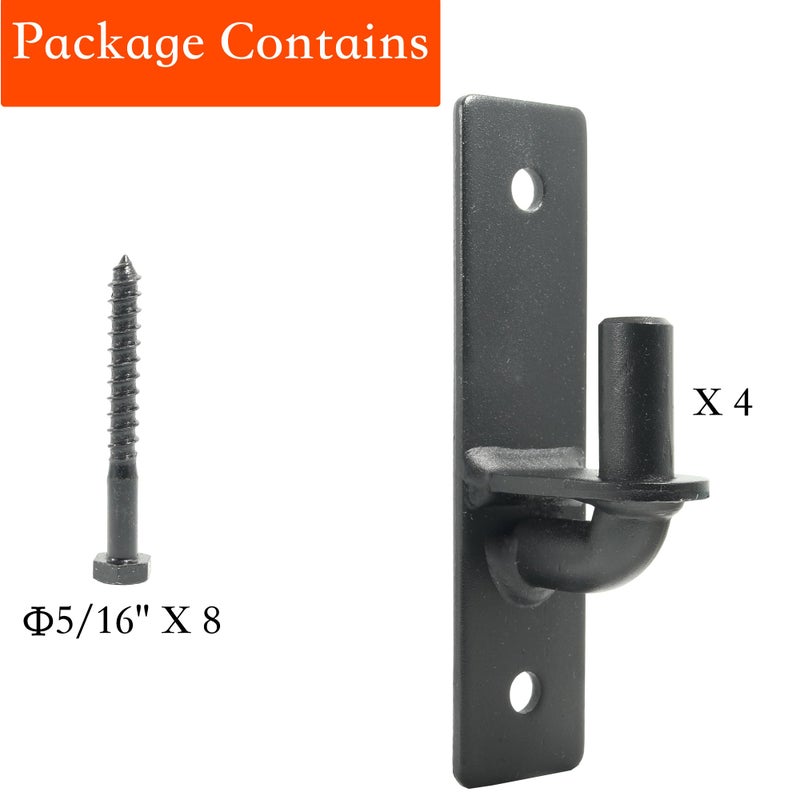 Jikacok Wall Mount 4 Pack Gate Hinge Black, Sturdy Fence Post Chain Link Hinges With 5/8 Pin - Image 2