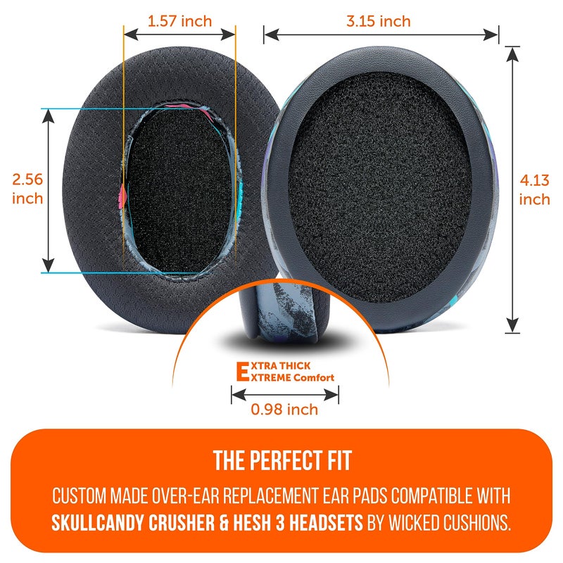 WC Freeze Crusher - Cooling Gel Earpads Compatible with Skullcandy Crusher, by Wicked Cushions - Fits Skullcandy Crusher & Hesh 3 Headphones, Soft Memory Foam, Cooler for Longer | 90's Black - Image 5