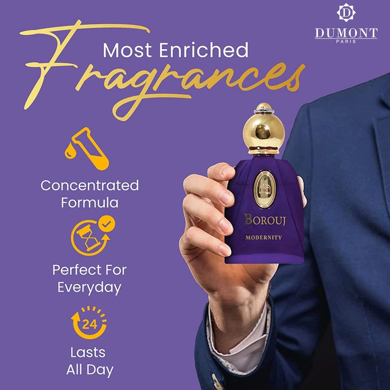 Dumont BOROUJ MODERNITY - 85ml Travel Size - Arabian-Inspired Unisex Perfume for Men & Women - Citrus, Floral, Fruity, Amber & Wood Fragrance - Long Lasting Cologne Mist & Body Spray - Image 2