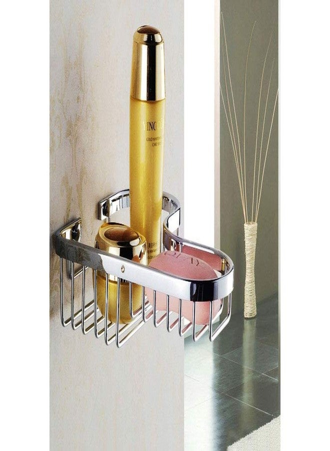 SANLIV Chrome Corner Shower Caddy, Corner Soap Dish, Solid Brass Wire Basket Shelf for Inside Shower, Wall Mounted Bathroom Soap Holder in Polished Chrome - Image 4