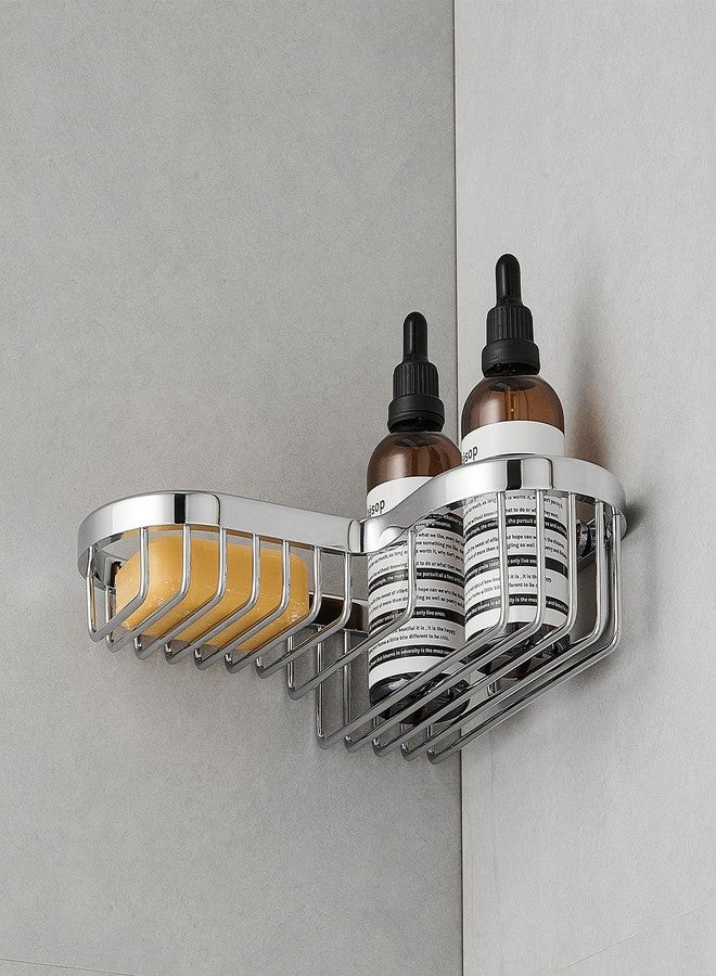 SANLIV Chrome Corner Shower Caddy, Corner Soap Dish, Solid Brass Wire Basket Shelf for Inside Shower, Wall Mounted Bathroom Soap Holder in Polished Chrome - Image 5