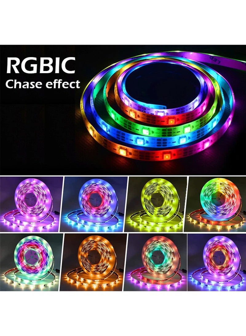 UanTii LED Strip RGBIC Light Strip Bluetooth App Control Chasing Effect Lights Flexible Tape TV Desktop Backlight,10 meters - Image 2