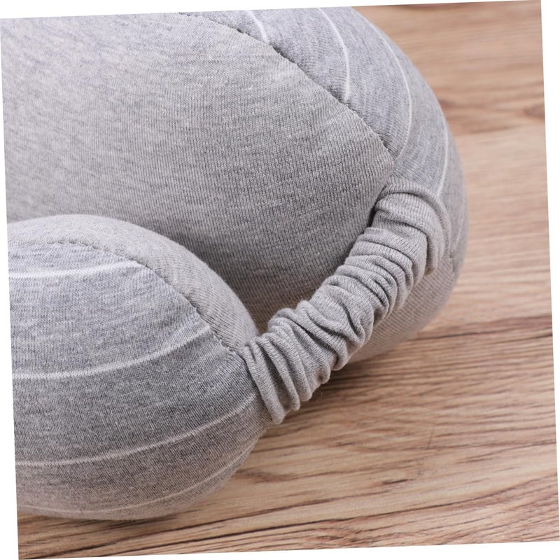 2 In 1 Eye Mask And Neck Pillow For Travel Office Airplane Cotton U Shaped Support Light Grey - Image 3