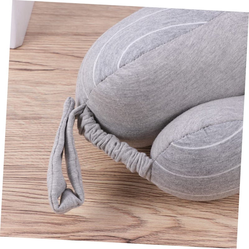 2 In 1 Eye Mask And Neck Pillow For Travel Office Airplane Cotton U Shaped Support Light Grey - Image 4