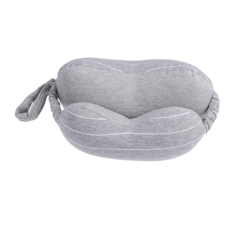 2 In 1 Eye Mask And Neck Pillow For Travel Office Airplane Cotton U Shaped Support Light Grey - Image 2