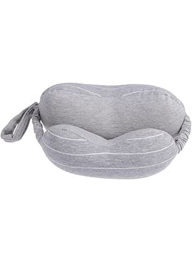 2 In 1 Eye Mask And Neck Pillow For Travel Office Airplane Cotton U Shaped Support Light Grey - Image 1