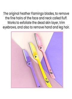 FLAMINGO 1 Pack/3 Piece Feather Razor for Face and Body Shaving, Removes the Fine Hairs From the Eyebrow Neck and Face, Folding Design, Capable of 180 Degree Rotation, Suitable for Travel and Home Use  - Image 2