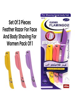 FLAMINGO 1 Pack/3 Piece Feather Razor for Face and Body Shaving, Removes the Fine Hairs From the Eyebrow Neck and Face, Folding Design, Capable of 180 Degree Rotation, Suitable for Travel and Home Use  - Image 1