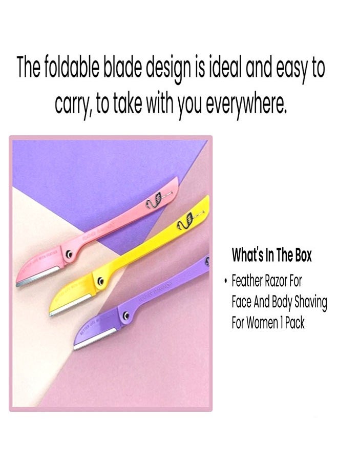 FLAMINGO - 1 Pack/3 Piece Feather Razor for Face and Body Shaving, Removes the Fine Hairs From the Eyebrow Neck and Face, Folding Design, Capable of 180 Degree Rotation, Suitable for Travel and Home Use - Image 1