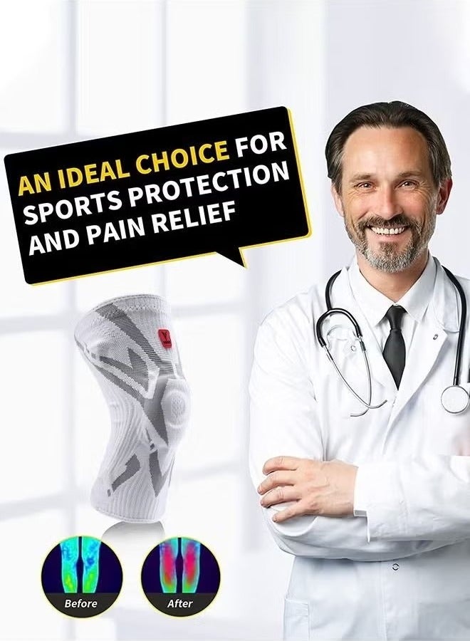 ATRJSZ Professional Knee Brace, Knee Braces for Knee Pain, Compression Knee Sleeve with Patella Gel Pad & Side Stabilizers for Pain Relief, Running, Workout, Arthritis, Joint Recovery  - Image 4