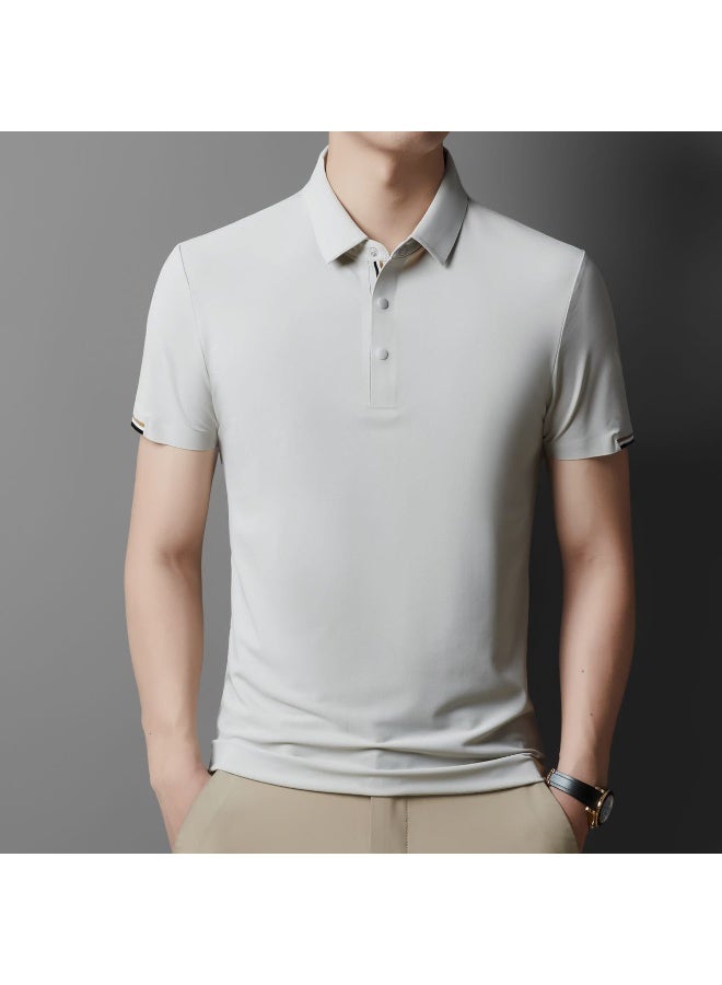Men's Summer Fashionable Comfortable Classic Simple Polo Shirt Pure Color Collar Youth Breathable Casual Short Sleeve T-shirt - Image 1