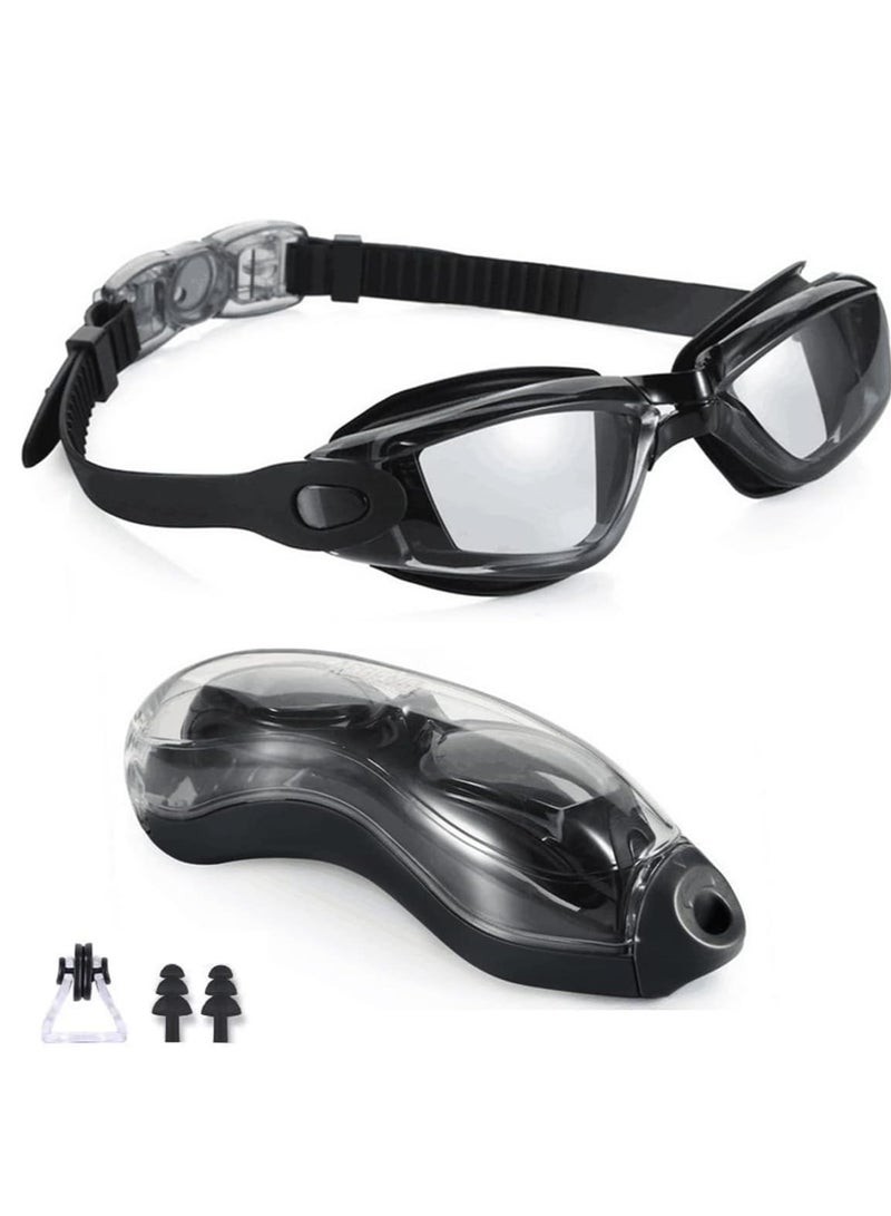 ECVV نظارات سباحة احترافية مضادة للضباب لا تتسرب مع حماية من الأشعة فوق البنفسجية ورؤية واسعة للنساء والرجال والبالغين والشباب والأطفال - Image 1
