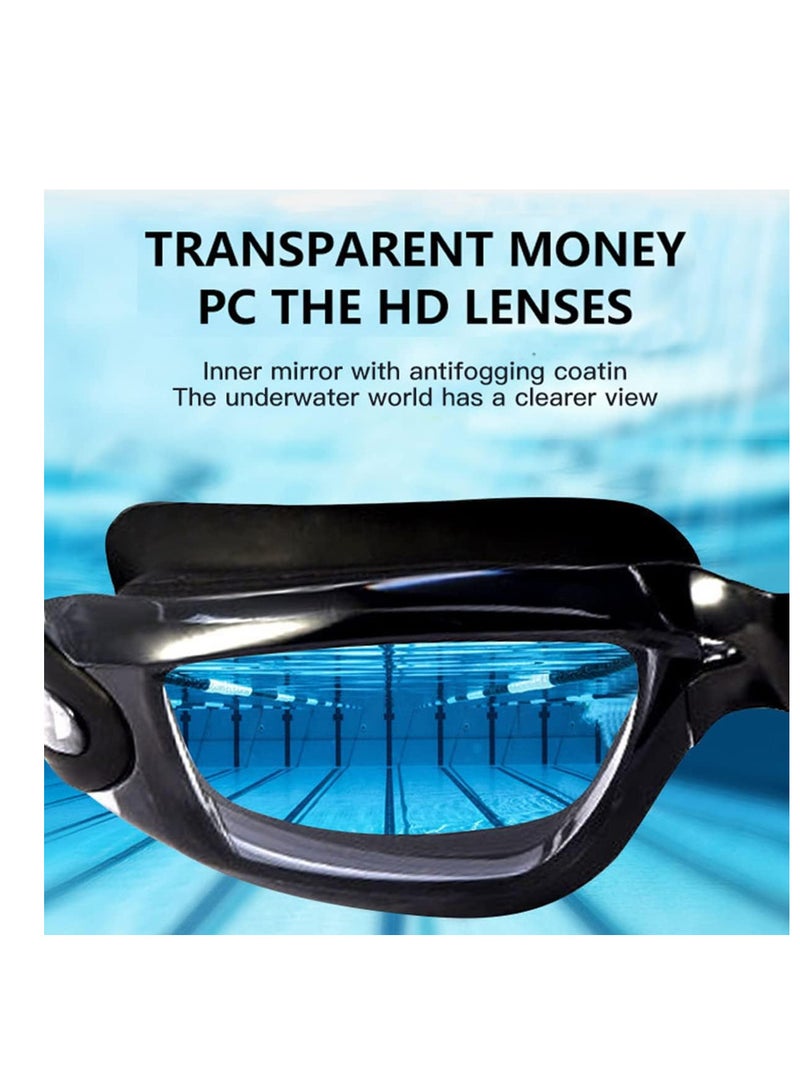 ECVV نظارات سباحة احترافية مضادة للضباب لا تتسرب مع حماية من الأشعة فوق البنفسجية ورؤية واسعة للنساء والرجال والبالغين والشباب والأطفال - Image 2