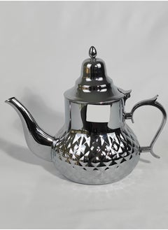 HTH 2L Classic Arabic Style Engraved Design Coffee Dallah Pot Rustproof Premium Stainless Steel Teapot Mirror Finish Coffee Kettle Easy Pour Spout Tea Kettle with Hinged Lid and Ergonomic Handle Dishwasher Safe Induction Safe Teapot for Office Home  - Image 2