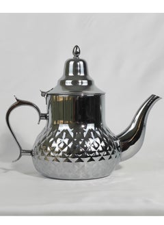 HTH 2L Classic Arabic Style Engraved Design Coffee Dallah Pot Rustproof Premium Stainless Steel Teapot Mirror Finish Coffee Kettle Easy Pour Spout Tea Kettle with Hinged Lid and Ergonomic Handle Dishwasher Safe Induction Safe Teapot for Office Home  - Image 1