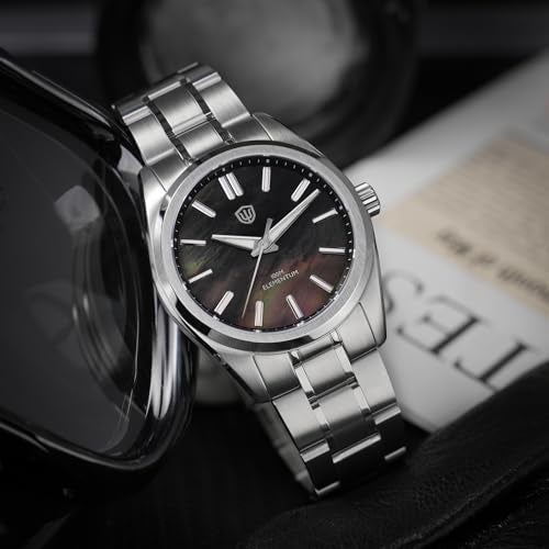 watchdives WD0003C Elementum Original Design Men Watch VH31 Sweep Second Quartz Watch 36mm Sapphire Crystal Luxury Wristwatch 100m Waterproof (Black Mop) - Image 3