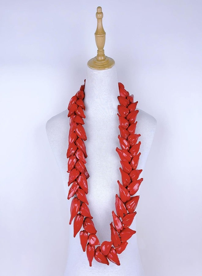 LIKEYO Ula Fala Samoan Necklace for Women Men, Ula Fala Necklace Hawaii Red Decor Beach Natural Necklace - Image 3