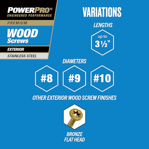 Power Pro Premium Exterior Wood Screws, #10 x 3-1/2" Inch All-Purpose Deck Screws for Outdoor Projects, T-25 Star Bit Included, Silver, 55 Pieces | 48624V4 - Image 4