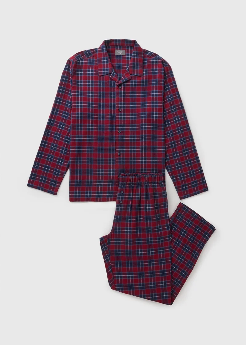 Matalan Burgundy Brushed Check Woven Pyjama Set