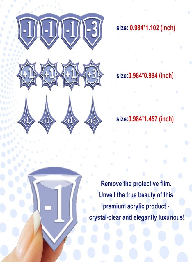 Extalas Damage Counter Set for Lorcana, Premium Acrylic -1/-3 & +1/+3 Tokens, Crystal-Clear Durable Counters with Protective Film, Compatible Damage Markers for Lorcana TCG (Purple) - Image 2