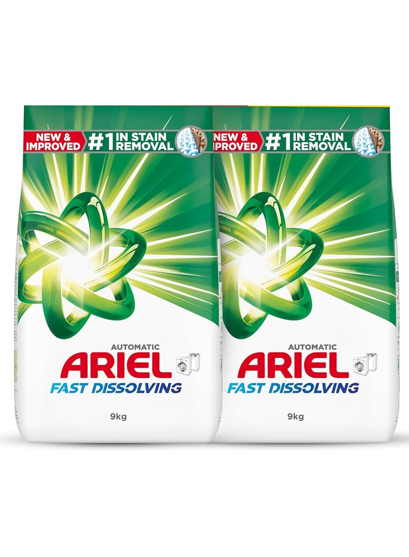Ariel Fast Dissolving Laundry Detergent Powder Dual Pack 2 x 9kg  - Image 1
