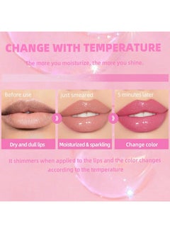 Charm Kiss Color Changing Lip Oil PH，Warm Change Glitter Lip Gloss，Magic Big Brush Color Changing Lip Oil，Long Lasting Nourishing Lip Glow Oil Non-sticky Primer Lip Tint  - Image 2