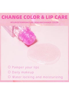 Charm Kiss Color Changing Lip Oil PH，Warm Change Glitter Lip Gloss，Magic Big Brush Color Changing Lip Oil，Long Lasting Nourishing Lip Glow Oil Non-sticky Primer Lip Tint  - Image 5