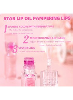 Charm Kiss Color Changing Lip Oil PH，Warm Change Glitter Lip Gloss，Magic Big Brush Color Changing Lip Oil，Long Lasting Nourishing Lip Glow Oil Non-sticky Primer Lip Tint  - Image 3