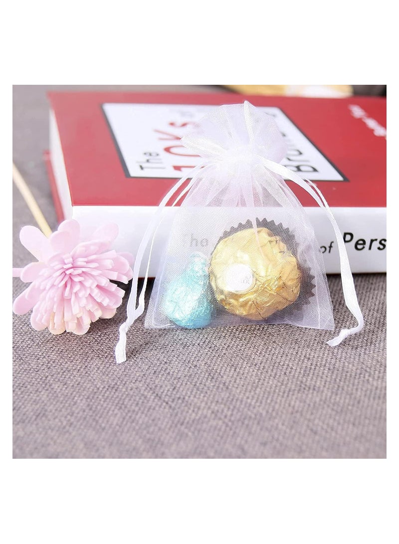 50 Pcs Small Organza Bags 7 x 9 cm White Gift Drawstring Bags Jewelry Pouches Wedding Favour Bags for Party Birthday Seashell Candy Chocolate - Image 5