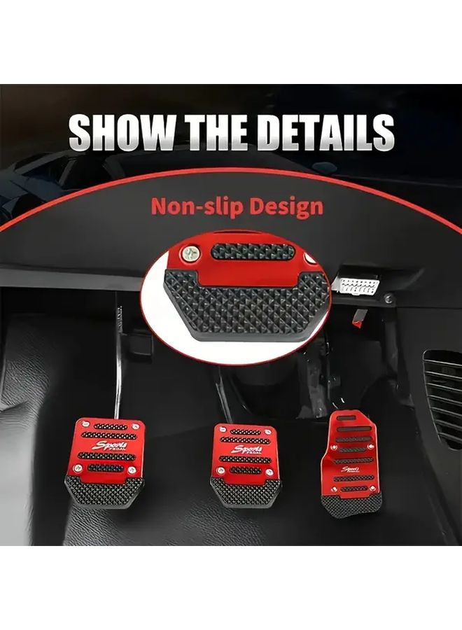 3Pcs Silvery Anti Slip Car Pedal Covers Aluminum Alloy For All Vehicles Easy Installation - Image 4