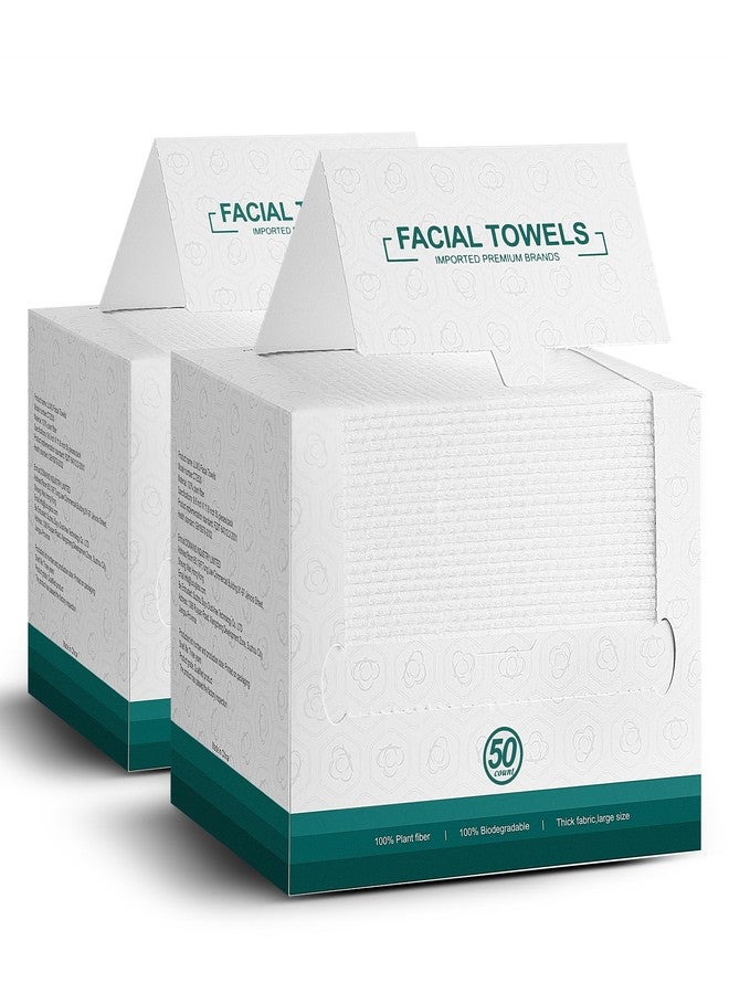 LUXU Disposable Face Towels- 100 Count Extra Thick Soft Clean Facial Towels, 10"×12",Super Absorbent,Biodegradable Dry Wipes,Cruelty-Free Facial Washcloth for Sensitive Skin,Travel,Makeup Remover - Image 1