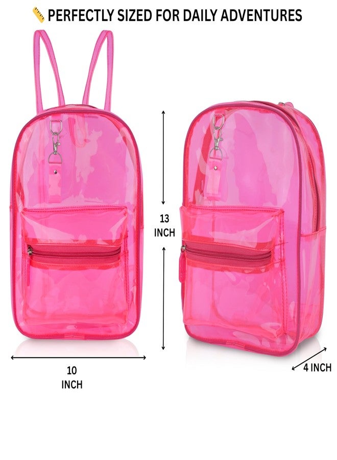 Echo Boomers Stylish Transparent Jelly Backpack | Trendy Neon Pink Clear Bag | 50 GSM Waterproof PVC School, College & Travel Backpack with Front Zipper Pocket - Image 5