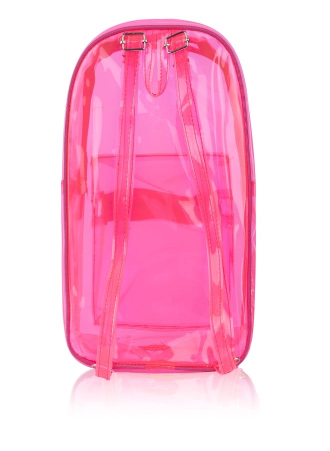 Echo Boomers Stylish Transparent Jelly Backpack | Trendy Neon Pink Clear Bag | 50 GSM Waterproof PVC School, College & Travel Backpack with Front Zipper Pocket - Image 2