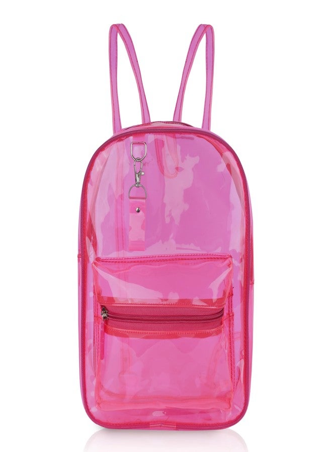 Echo Boomers Stylish Transparent Jelly Backpack | Trendy Neon Pink Clear Bag | 50 GSM Waterproof PVC School, College & Travel Backpack with Front Zipper Pocket - Image 1