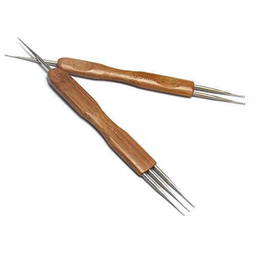 Luwigs Double Ended Dreadlock Crochet Hook for Hair,0.5mm 2pcs/Set(1Hook,2Hook&1Hook,3Hook) Double End Dreads Crochet Needle with Bamboo Handle for Locs (0.5mm, 2pcs/Set) - Image 2