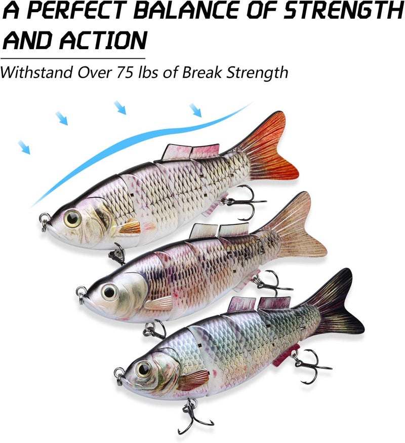 TRUSCEND Easy Catch Swimmax, Magic Noisy Turbulent Wiggling and Vibrating Actions for More Bites, Segmented Swimbait Jointed by Dyneema Strongest Fiber, Lifelike Fishing Lures for Relax Family Fishing - Image 4