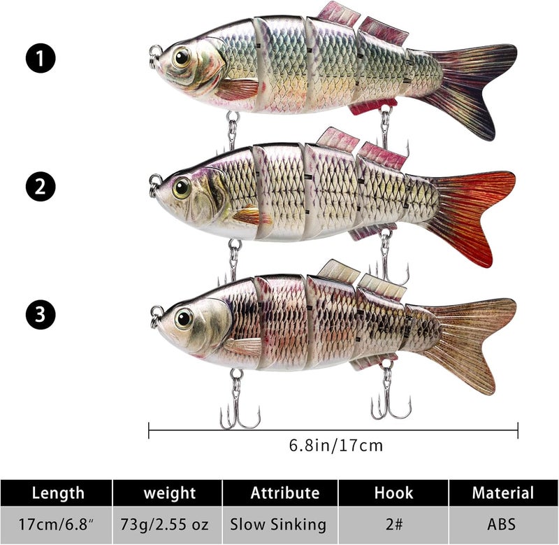 TRUSCEND Easy Catch Swimmax, Magic Noisy Turbulent Wiggling and Vibrating Actions for More Bites, Segmented Swimbait Jointed by Dyneema Strongest Fiber, Lifelike Fishing Lures for Relax Family Fishing - Image 2
