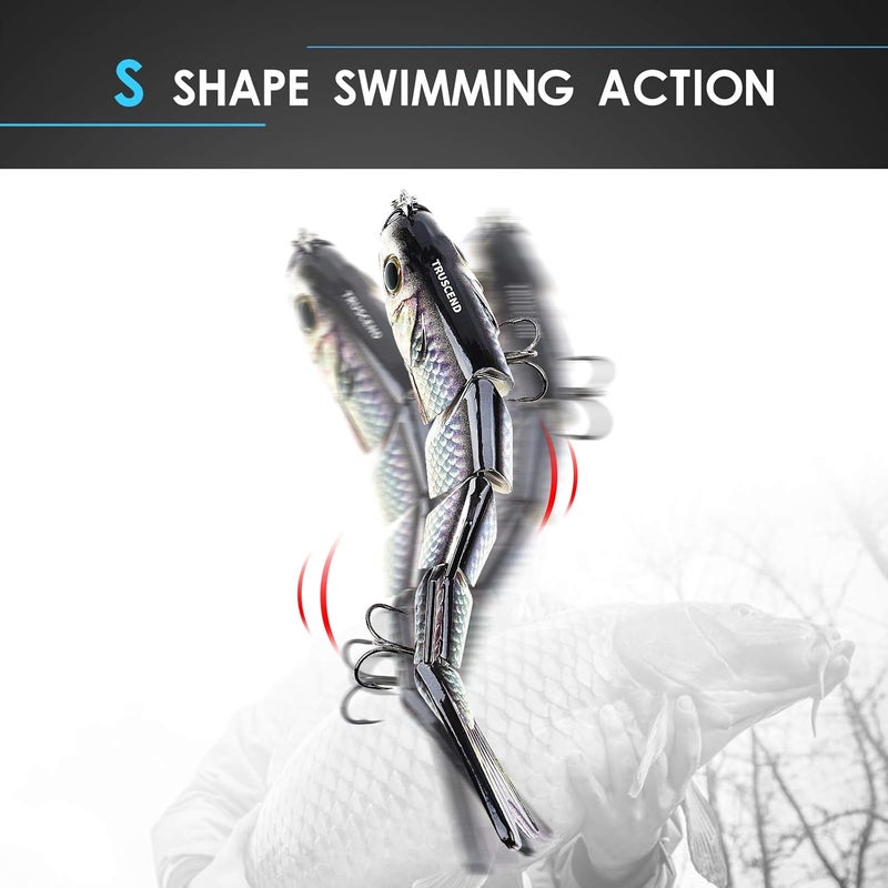 TRUSCEND Easy Catch Swimmax, Magic Noisy Turbulent Wiggling and Vibrating Actions for More Bites, Segmented Swimbait Jointed by Dyneema Strongest Fiber, Lifelike Fishing Lures for Relax Family Fishing - Image 5