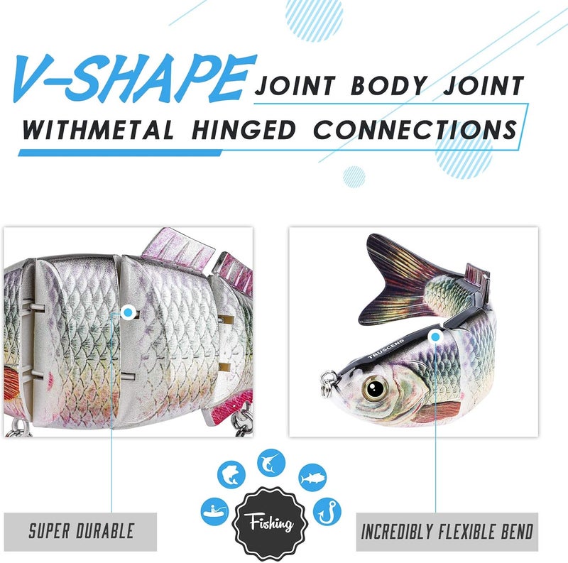TRUSCEND Easy Catch Swimmax, Magic Noisy Turbulent Wiggling and Vibrating Actions for More Bites, Segmented Swimbait Jointed by Dyneema Strongest Fiber, Lifelike Fishing Lures for Relax Family Fishing - Image 3