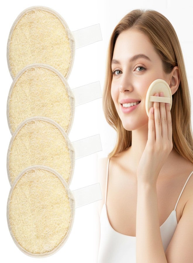 Exircy 4 Pack Natural Loofah Face Scrubber, Face Exfoliating Loofah Scrubber Exfoliator Pads Organic Luffa Facial Pad for Women Men Bath Shower Faces - Image 1