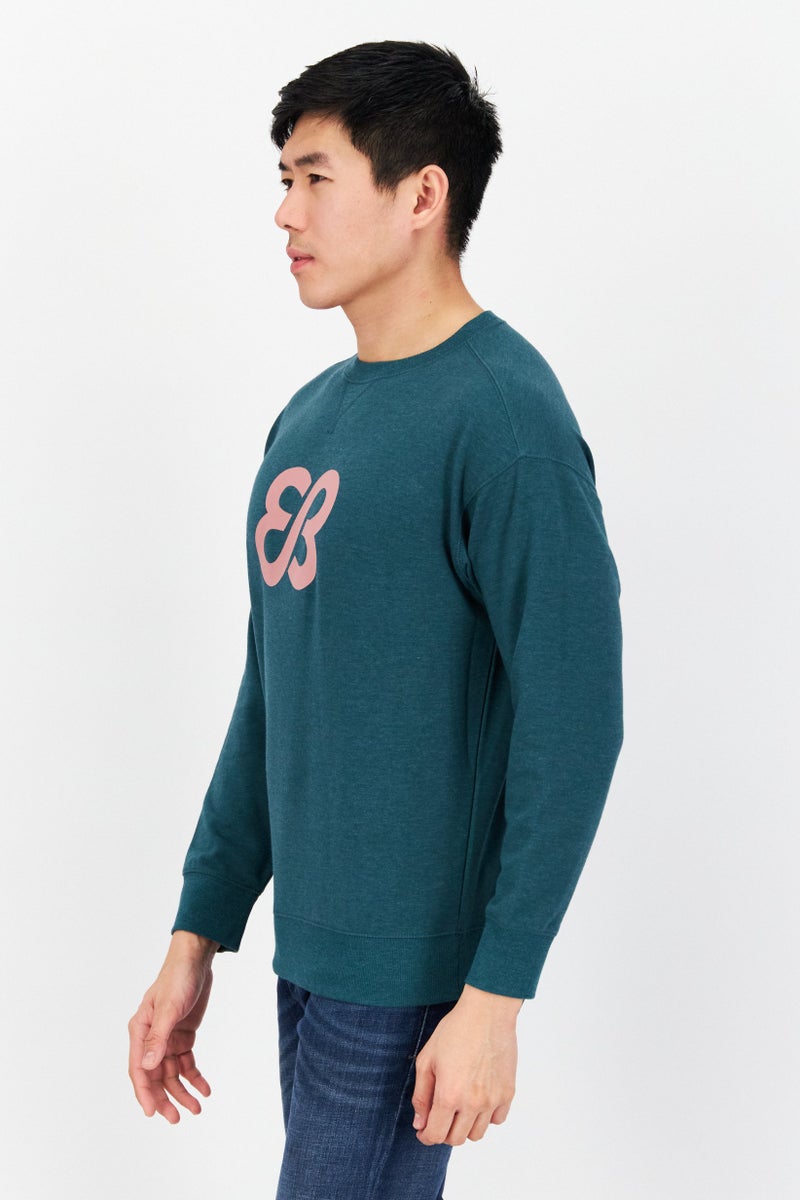 Eddie Bauer Men Crew Neck Long Sleeve Graphic Print Sweatshirt, Teal Blue Combo  - Image 2